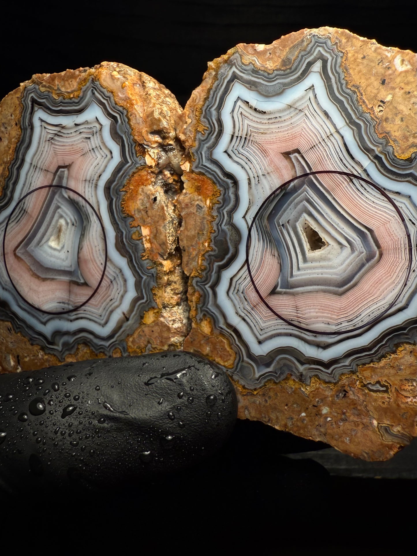 26mm Pink Warring State Agate Geode
