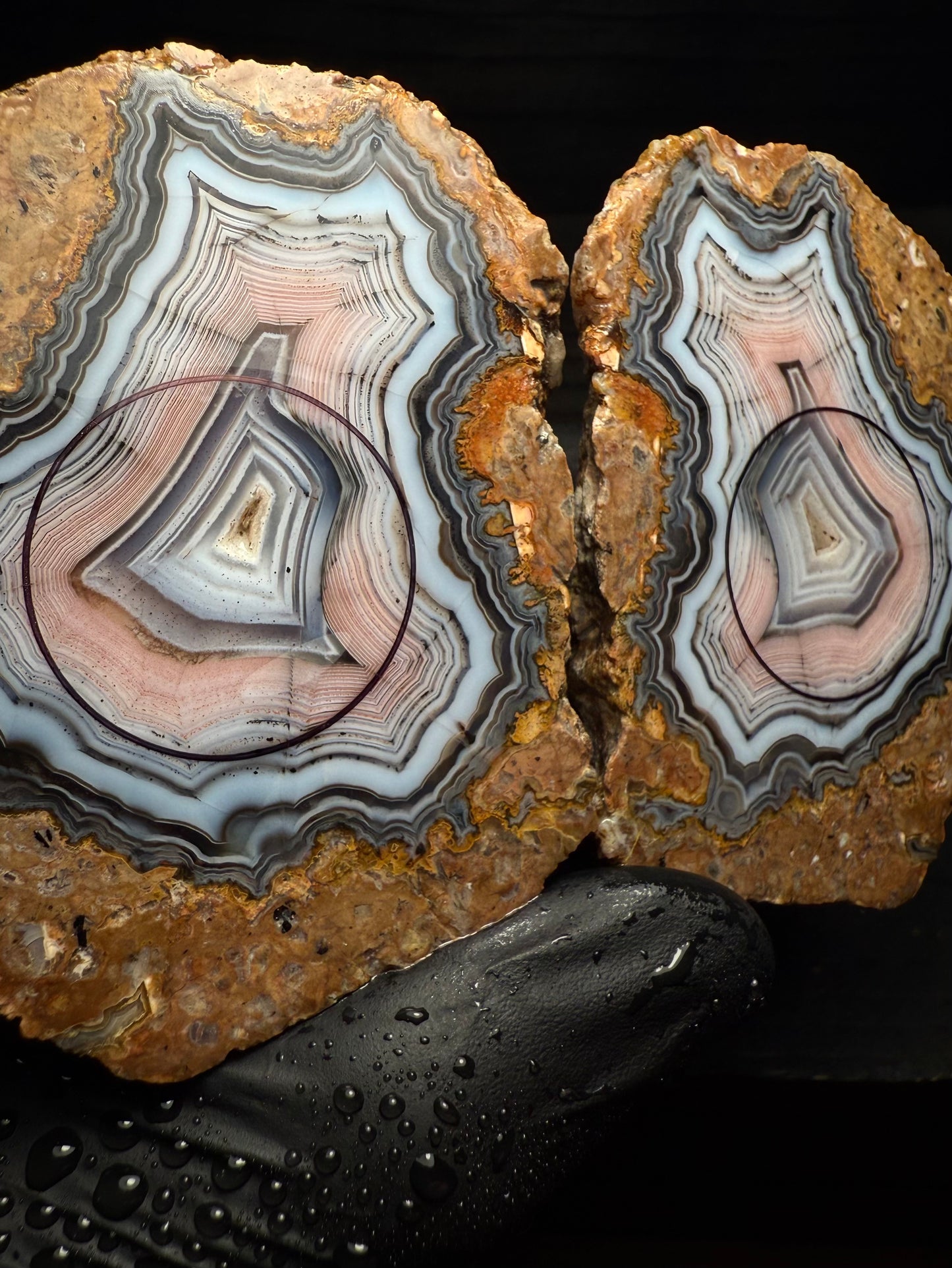 26mm Pink Warring State Agate Geode