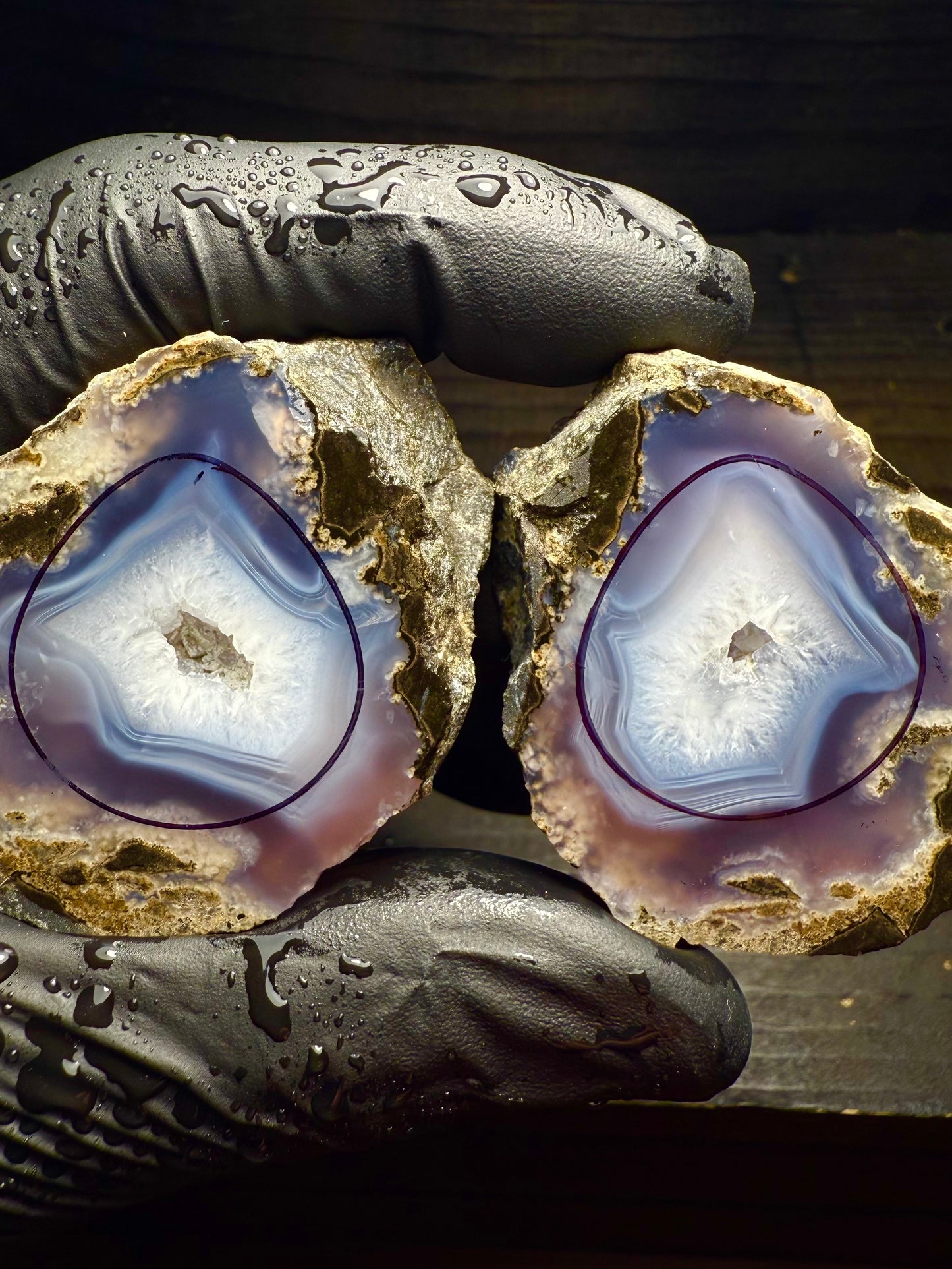 26mm Indonesian Purple Agate Geode Teardrop