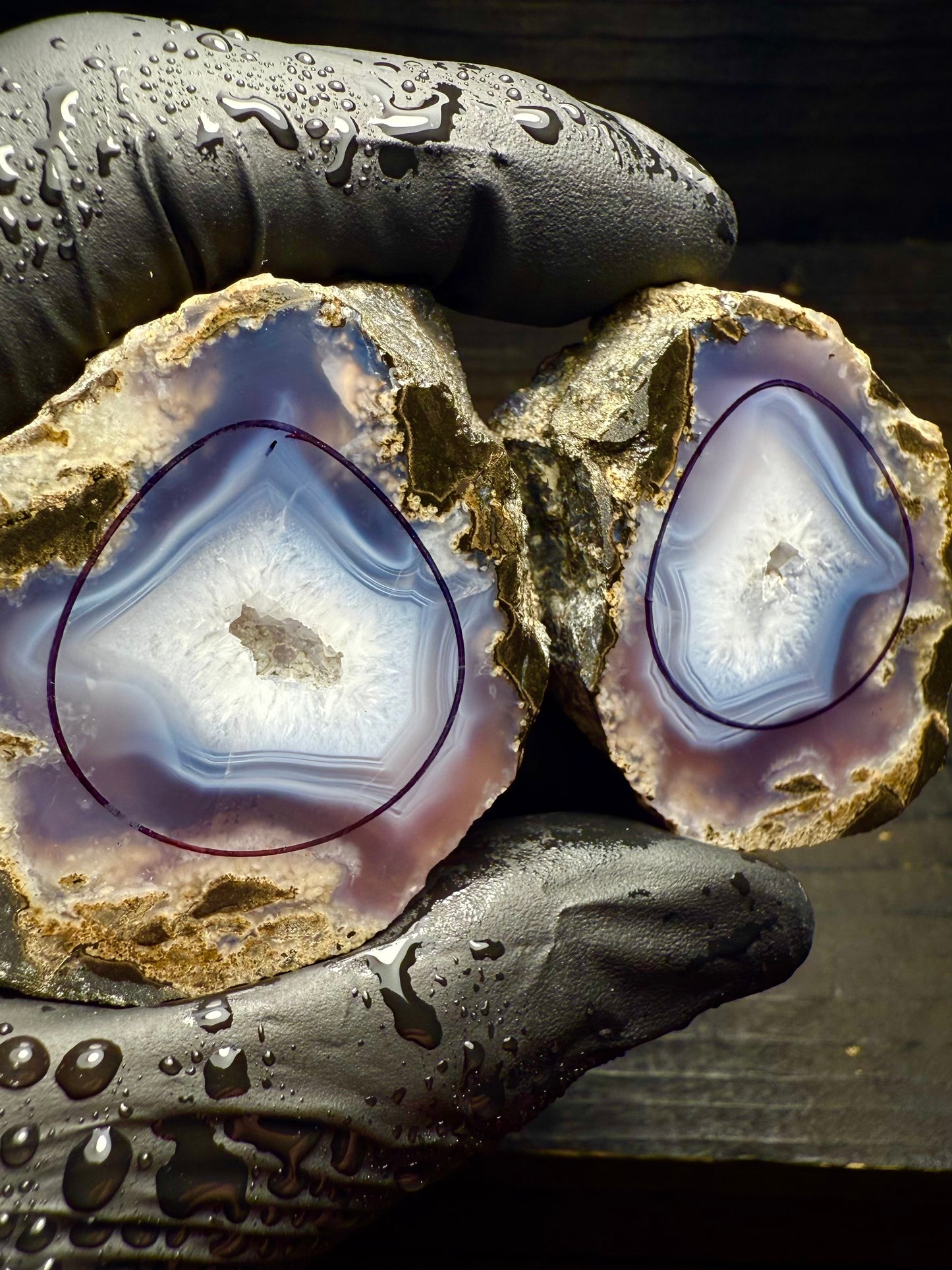 26mm Indonesian Purple Agate Geode Teardrop