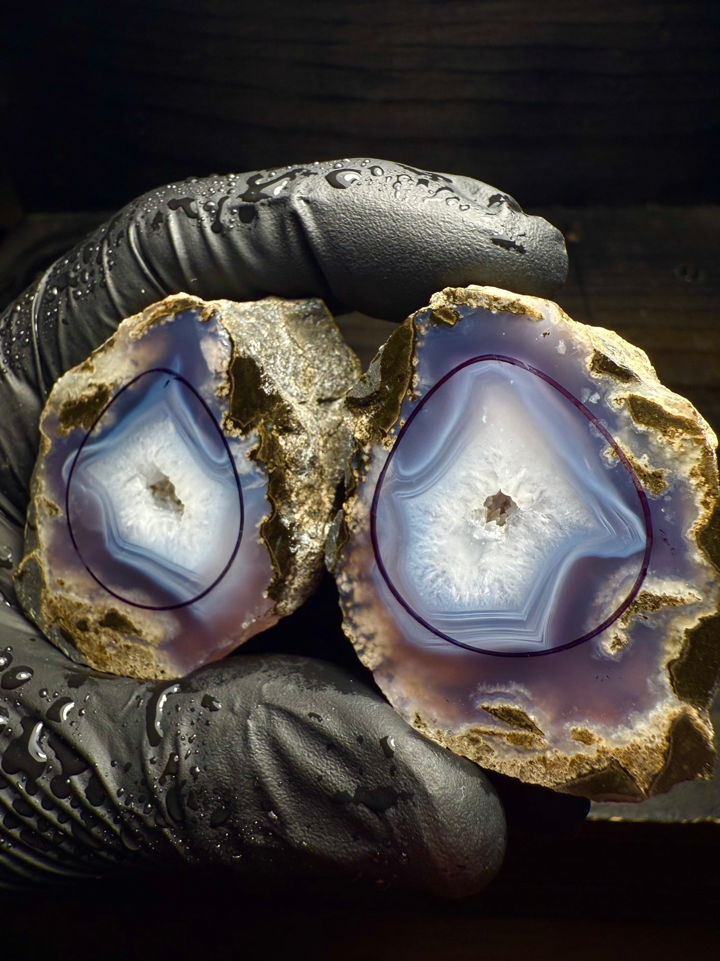 26mm Indonesian Purple Agate Geode Teardrop
