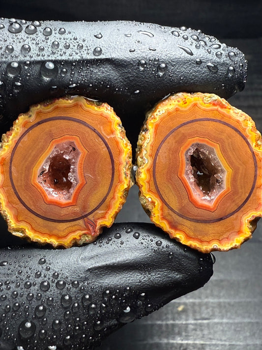 13-16mm Orange/Pink Warring State Agate Geode